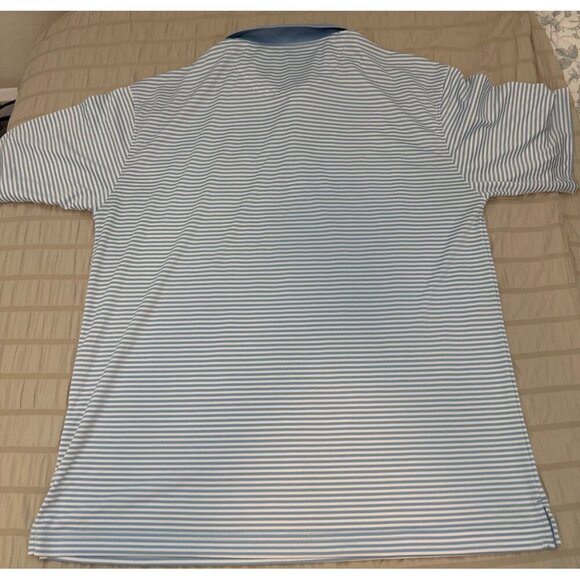 Horn Legend Mens Striped Polo Shirt Blue White Short Sleeve Golf Shirt, Large - Picture 7 of 11